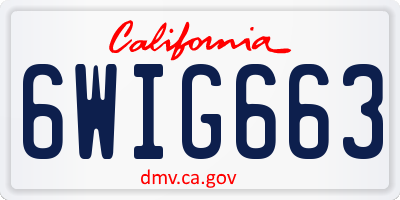 CA license plate 6WIG663