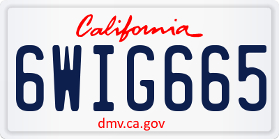CA license plate 6WIG665