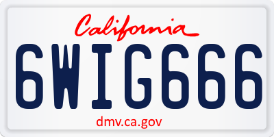 CA license plate 6WIG666