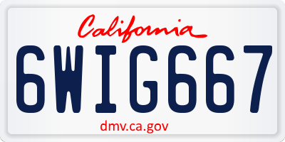 CA license plate 6WIG667