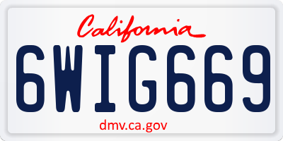 CA license plate 6WIG669