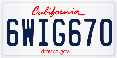 CA license plate 6WIG670