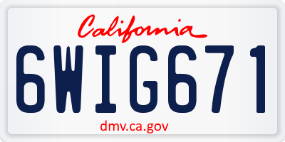 CA license plate 6WIG671