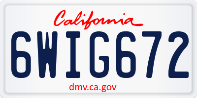 CA license plate 6WIG672