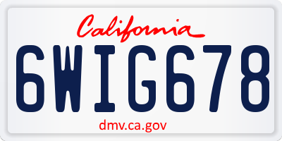 CA license plate 6WIG678