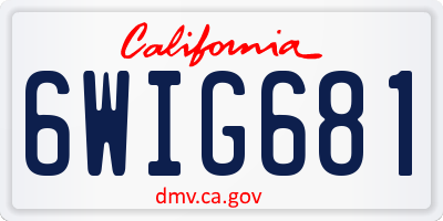 CA license plate 6WIG681