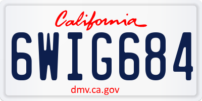 CA license plate 6WIG684