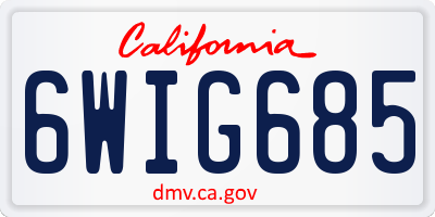 CA license plate 6WIG685