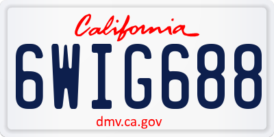 CA license plate 6WIG688