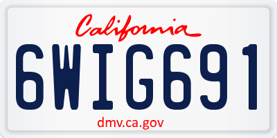 CA license plate 6WIG691