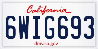 CA license plate 6WIG693