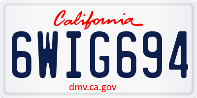 CA license plate 6WIG694