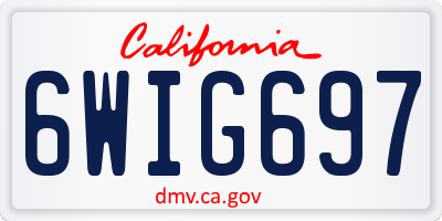 CA license plate 6WIG697