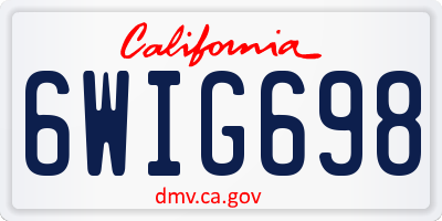 CA license plate 6WIG698
