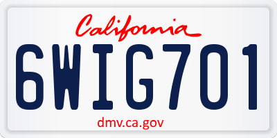 CA license plate 6WIG701
