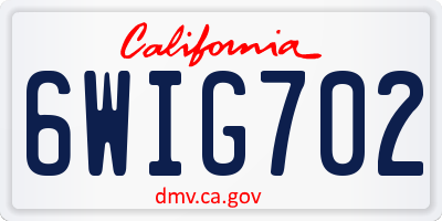 CA license plate 6WIG702