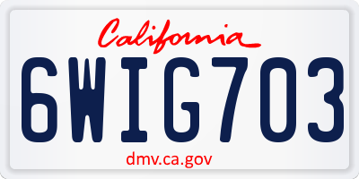 CA license plate 6WIG703