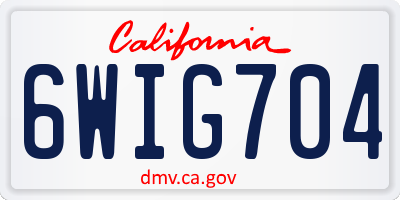 CA license plate 6WIG704
