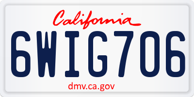 CA license plate 6WIG706