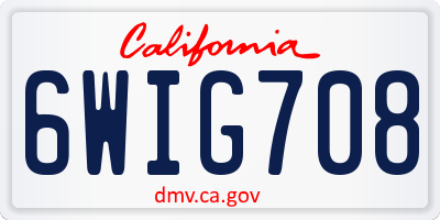 CA license plate 6WIG708
