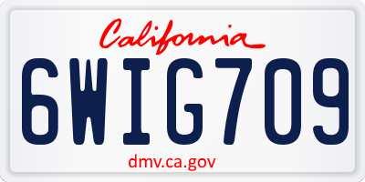 CA license plate 6WIG709
