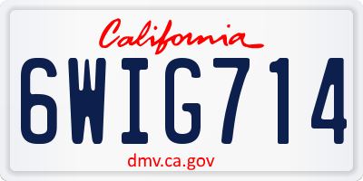 CA license plate 6WIG714
