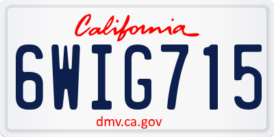 CA license plate 6WIG715