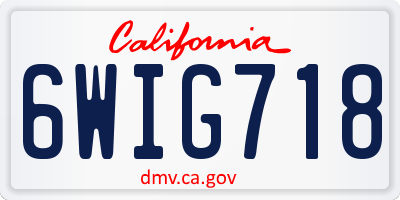 CA license plate 6WIG718