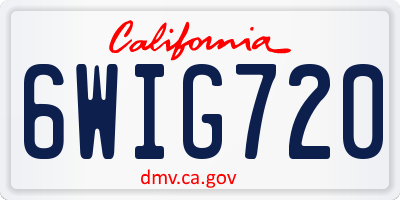 CA license plate 6WIG720