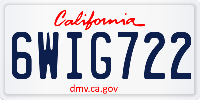 CA license plate 6WIG722