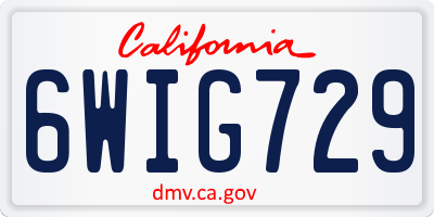 CA license plate 6WIG729