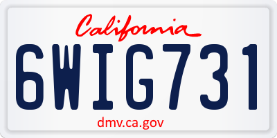 CA license plate 6WIG731