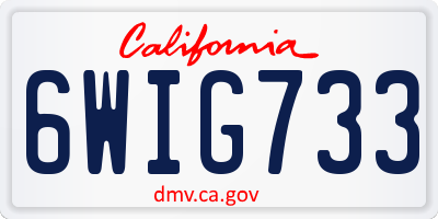 CA license plate 6WIG733