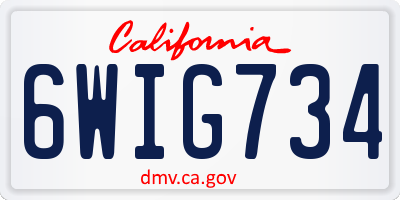 CA license plate 6WIG734