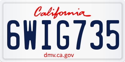 CA license plate 6WIG735