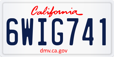 CA license plate 6WIG741