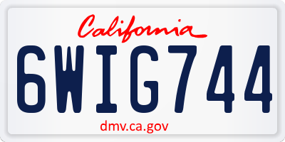 CA license plate 6WIG744