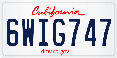 CA license plate 6WIG747