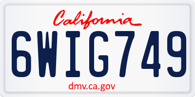 CA license plate 6WIG749