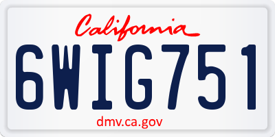 CA license plate 6WIG751