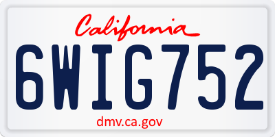 CA license plate 6WIG752