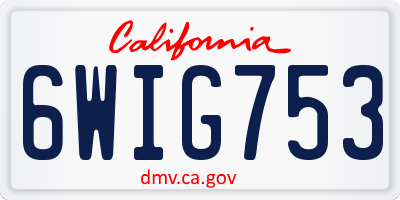 CA license plate 6WIG753