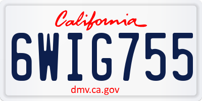 CA license plate 6WIG755