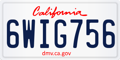 CA license plate 6WIG756