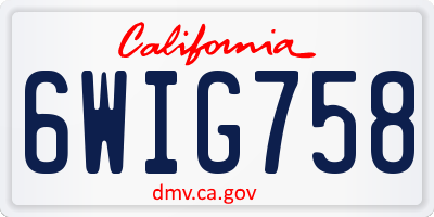 CA license plate 6WIG758