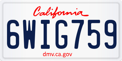 CA license plate 6WIG759