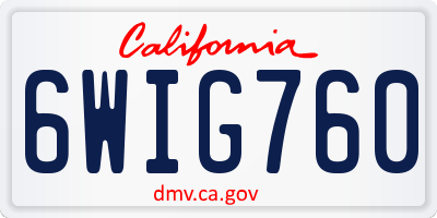 CA license plate 6WIG760