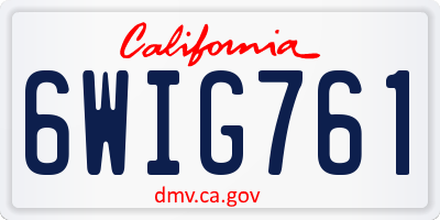 CA license plate 6WIG761