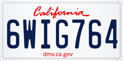 CA license plate 6WIG764