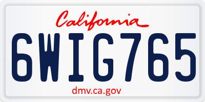 CA license plate 6WIG765